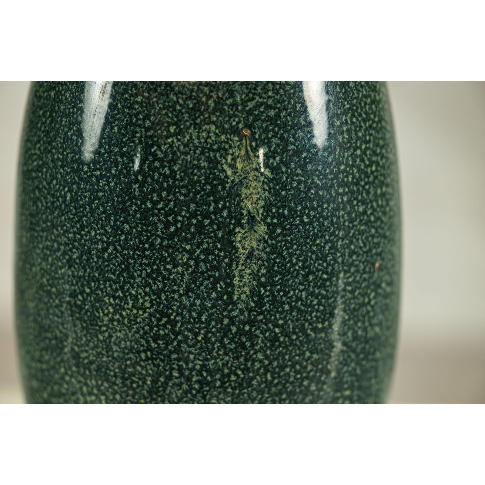 Tall Pottery Vase with Fluted Neck and Drip Glaze in Brown and Green-18. Asian &amp; Chinese Furniture, Art, Antiques, Vintage Home Décor for sale at FEA Home