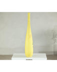 Tall & Skinny Yellow Ceramic Vase with Hand-Painted Flowers