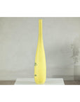 Tall & Skinny Yellow Ceramic Vase with Hand-Painted Flowers