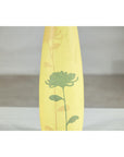 Tall & Skinny Yellow Ceramic Vase with Hand-Painted Flowers