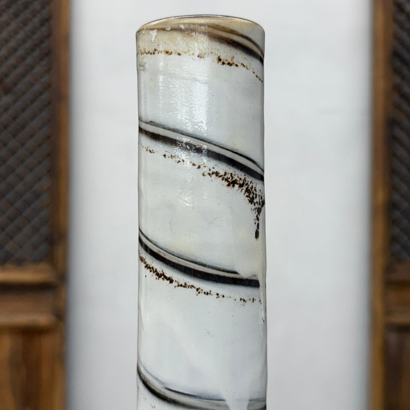 Tall Slender White &amp; Brown Ceramic Vase with Drip Cascade, SKU , image 10