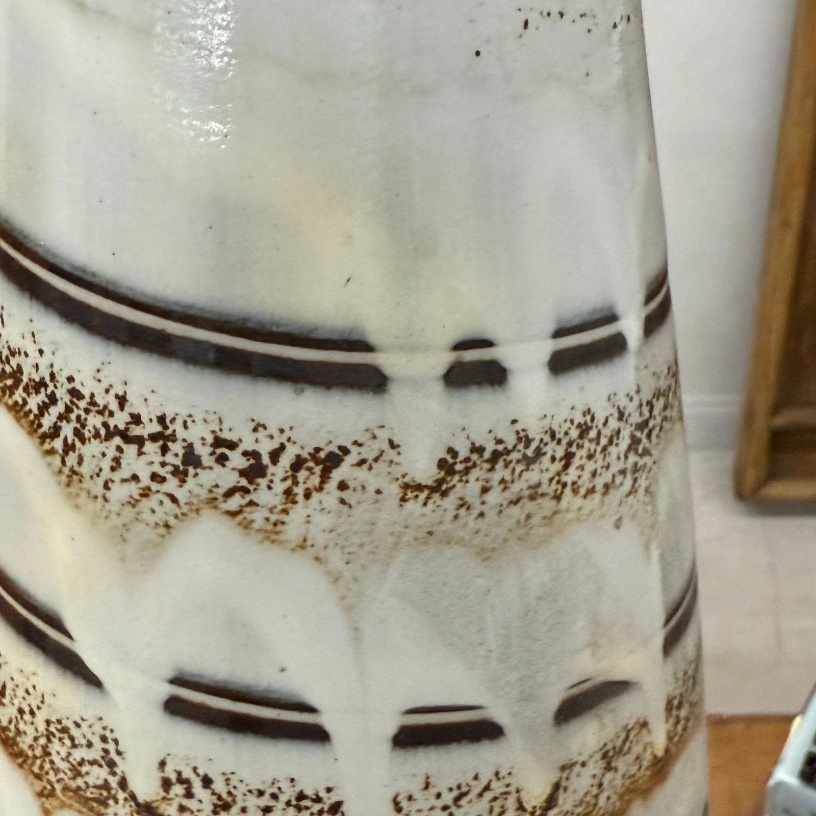 Tall Slender White &amp; Brown Ceramic Vase with Drip Cascade, SKU , image 8