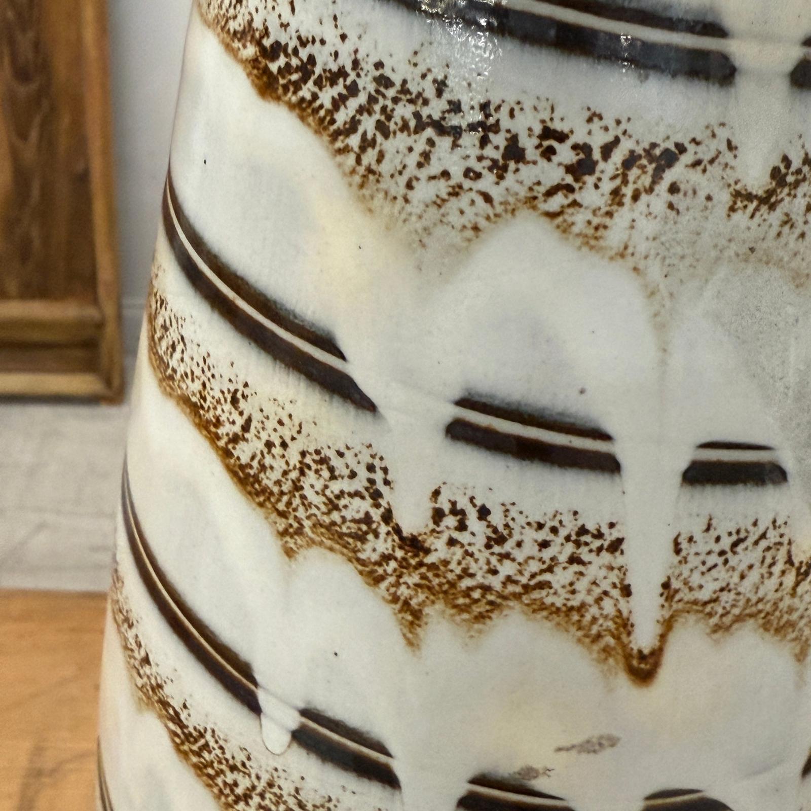 Tall Slender White &amp; Brown Ceramic Vase with Drip Cascade, SKU , image 9