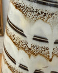 Tall Slender White & Brown Ceramic Vase with Drip Cascade, SKU , image 9