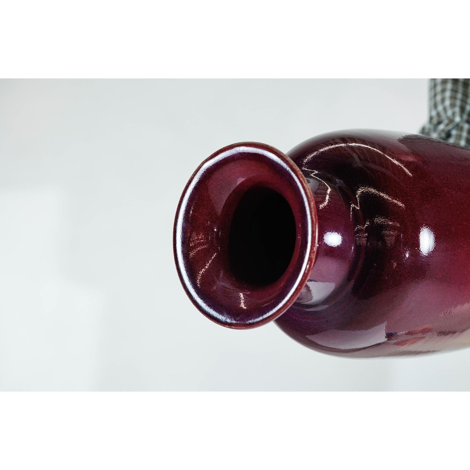 Tall Stoneware Vase with Deep Oxblood Flambé Glaze-12. Asian &amp; Chinese Furniture, Art, Antiques, Vintage Home Décor for sale at FEA Home