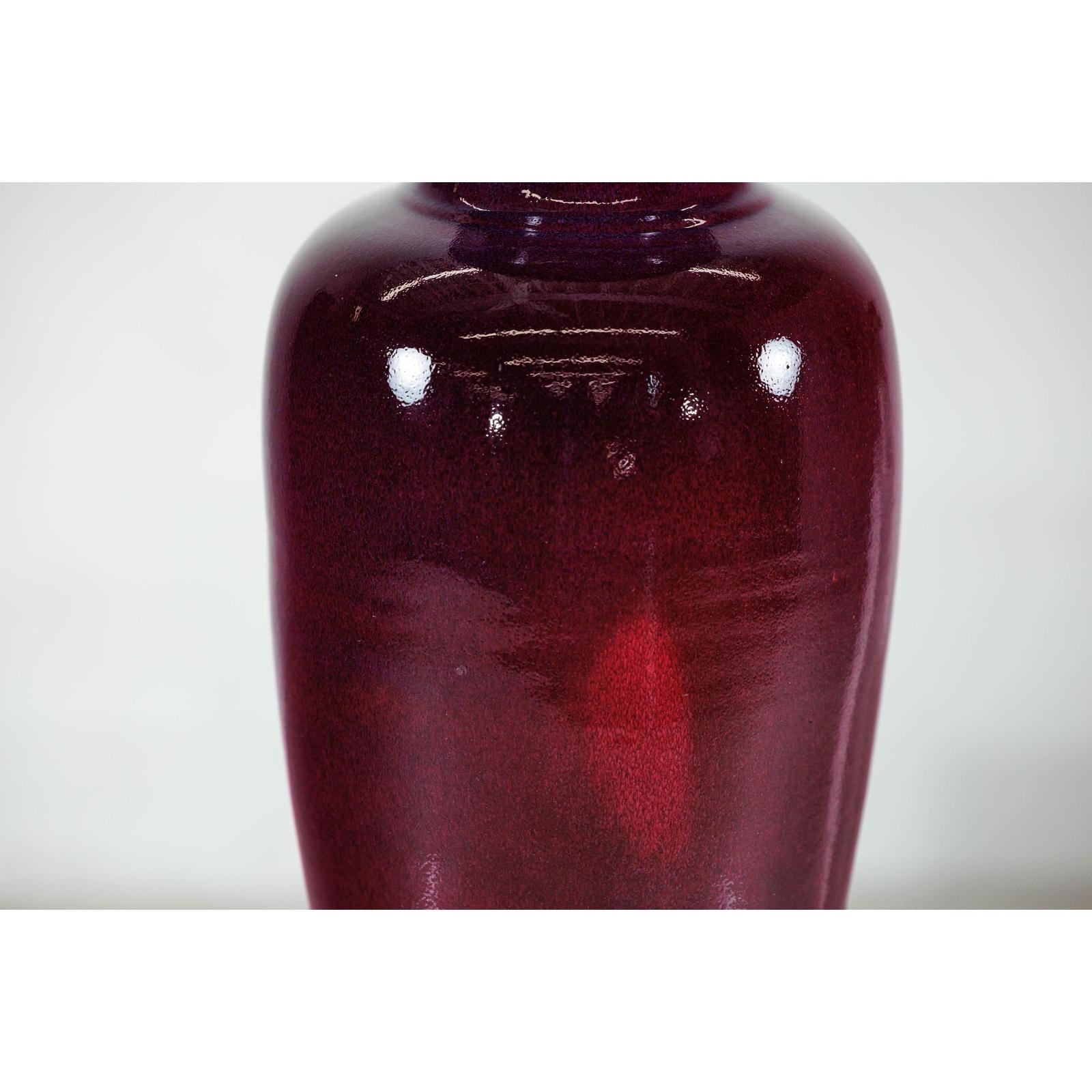 Tall Stoneware Vase with Deep Oxblood Flambé Glaze-5. Asian &amp; Chinese Furniture, Art, Antiques, Vintage Home Décor for sale at FEA Home
