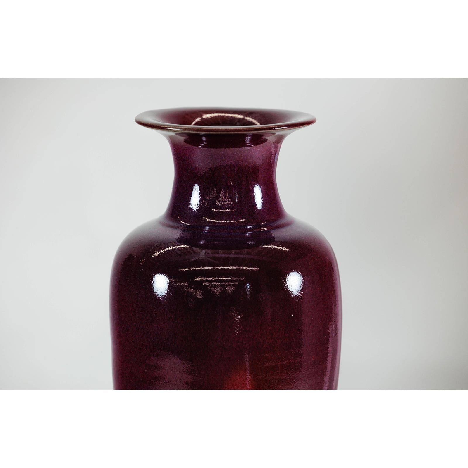 Tall Stoneware Vase with Deep Oxblood Flambé Glaze-7. Asian &amp; Chinese Furniture, Art, Antiques, Vintage Home Décor for sale at FEA Home