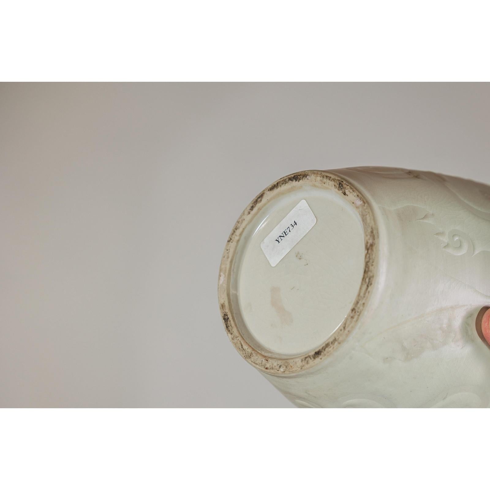 Tall Thin White Ceramic Artisan Vase with Subtle Pattern - image 11