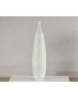 Tall Thin White Ceramic Artisan Vase with Subtle Pattern - image 2