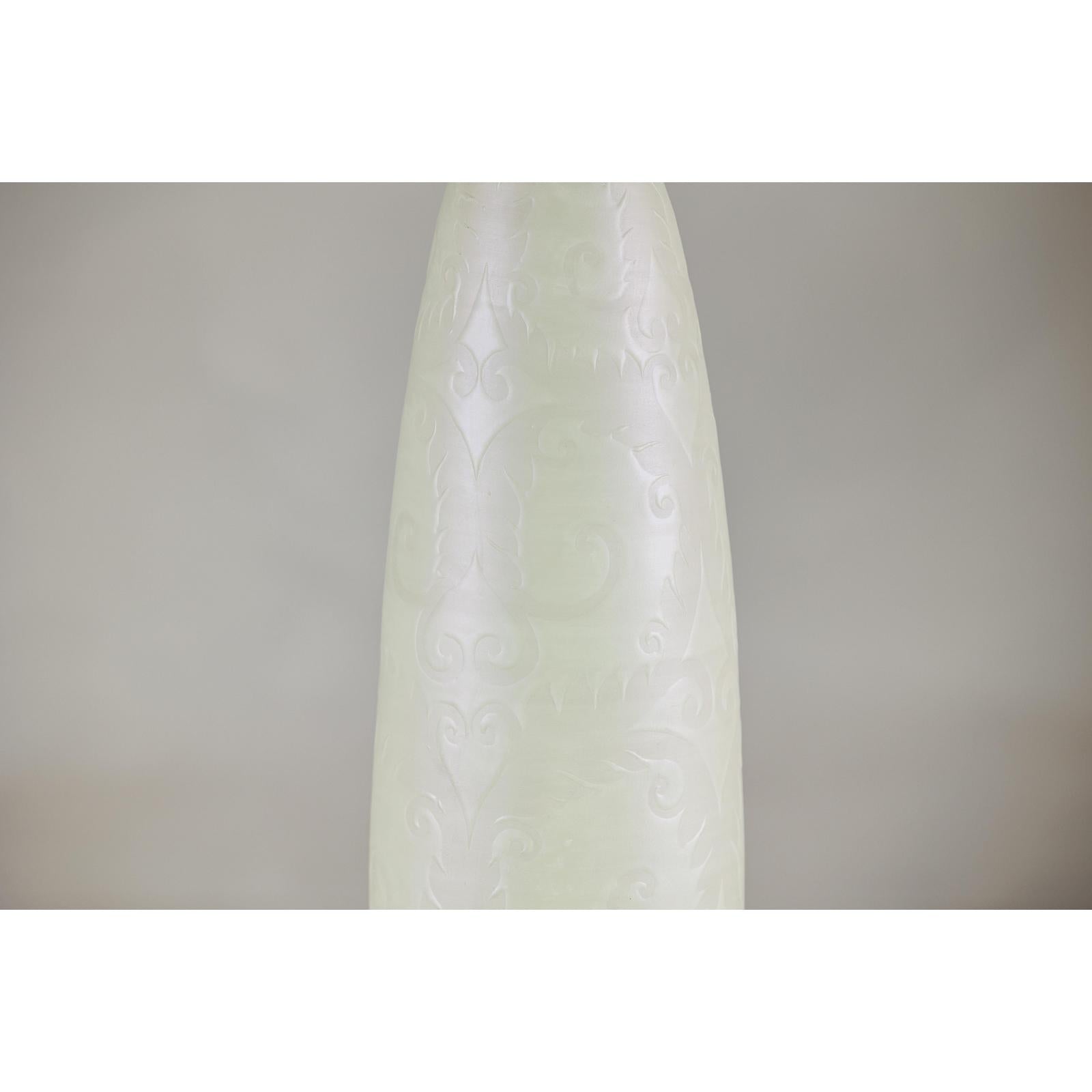 Tall Thin White Ceramic Artisan Vase with Subtle Pattern - image 5