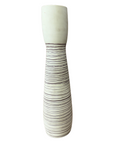 Tall White Ceramic Prem Vase with Brown Swirls - FEA Home