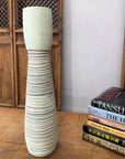 Tall White Ceramic Prem Vase with Brown Swirls - FEA Home