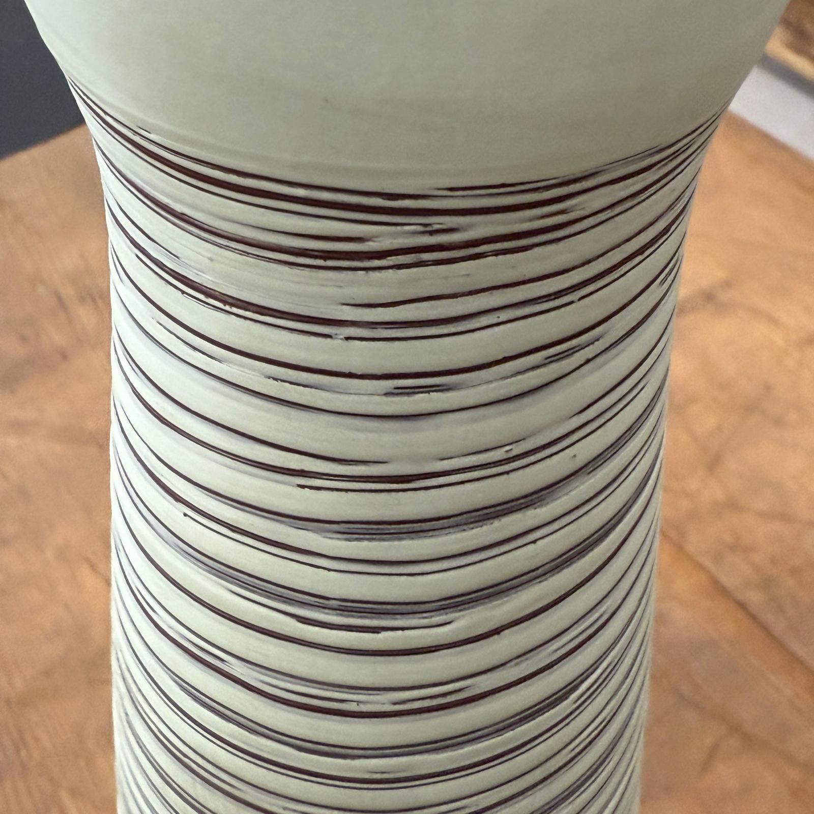 Tall White Ceramic Prem Vase with Brown Swirls - FEA Home
