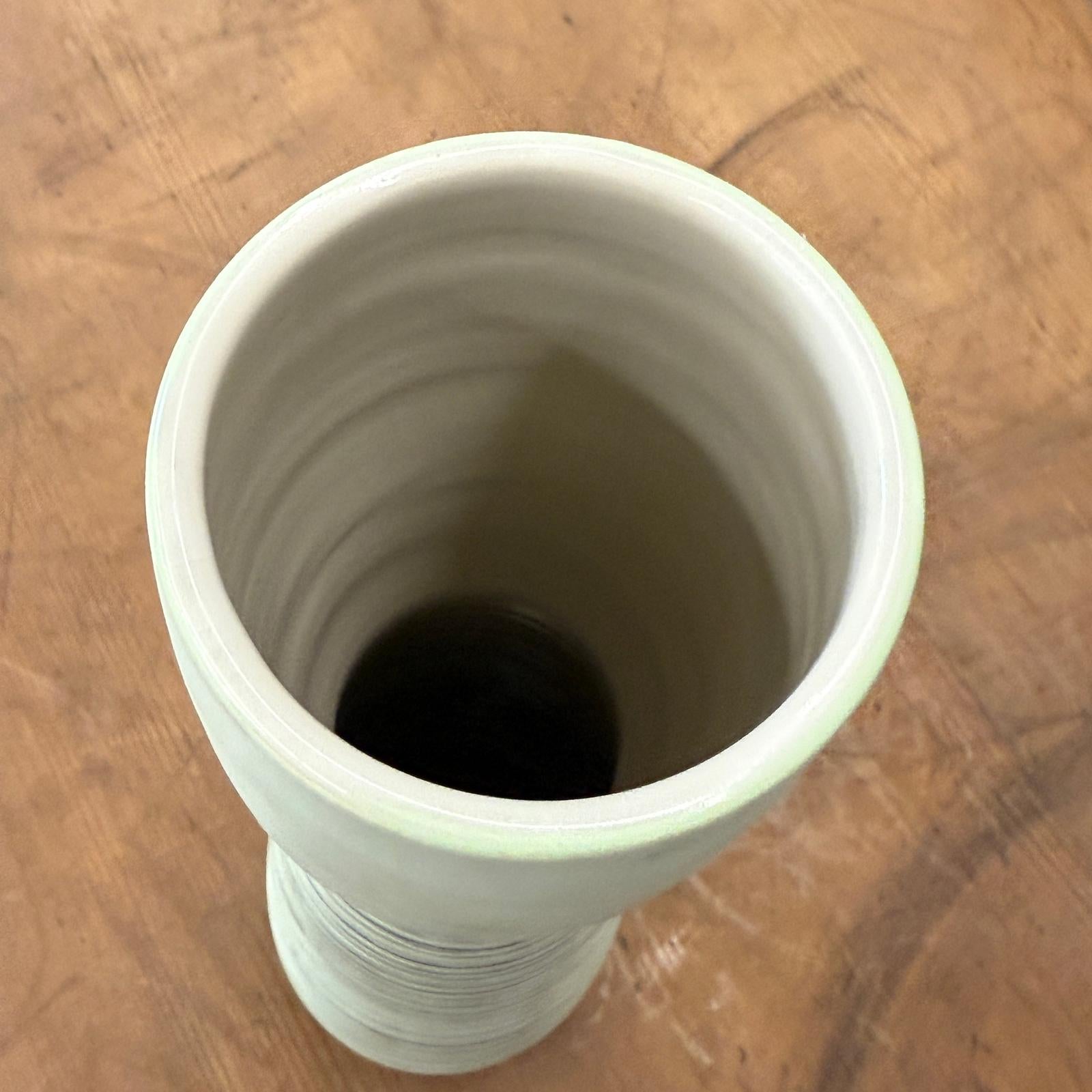 Tall White Ceramic Prem Vase with Brown Swirls - FEA Home