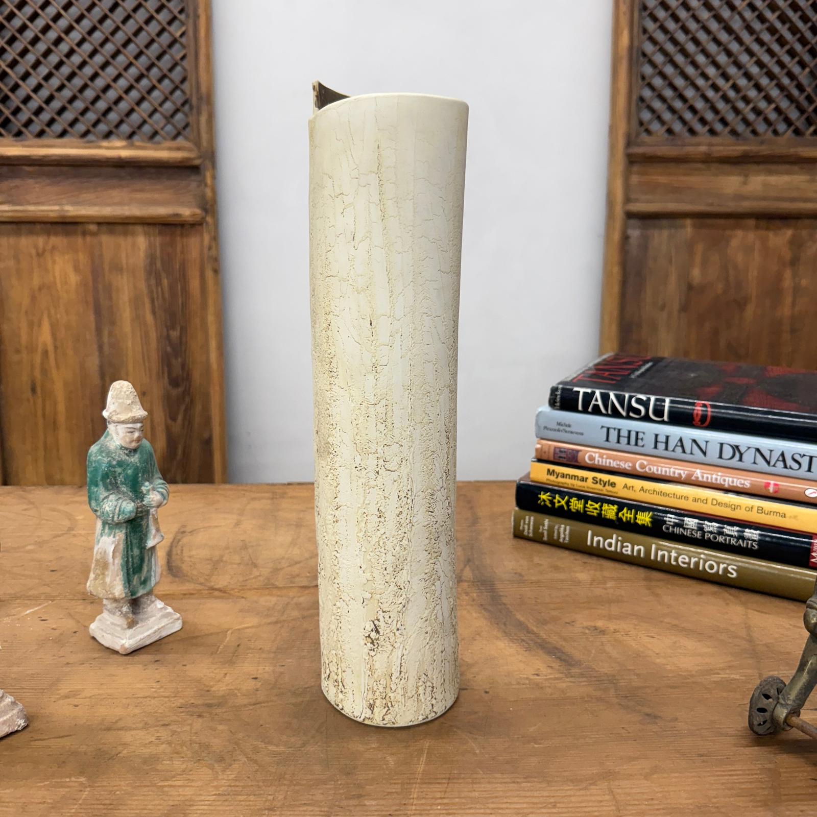 Textured Angled Cylinder Shaped Cream &amp; Ochre Prem Vase, SKU , image 5