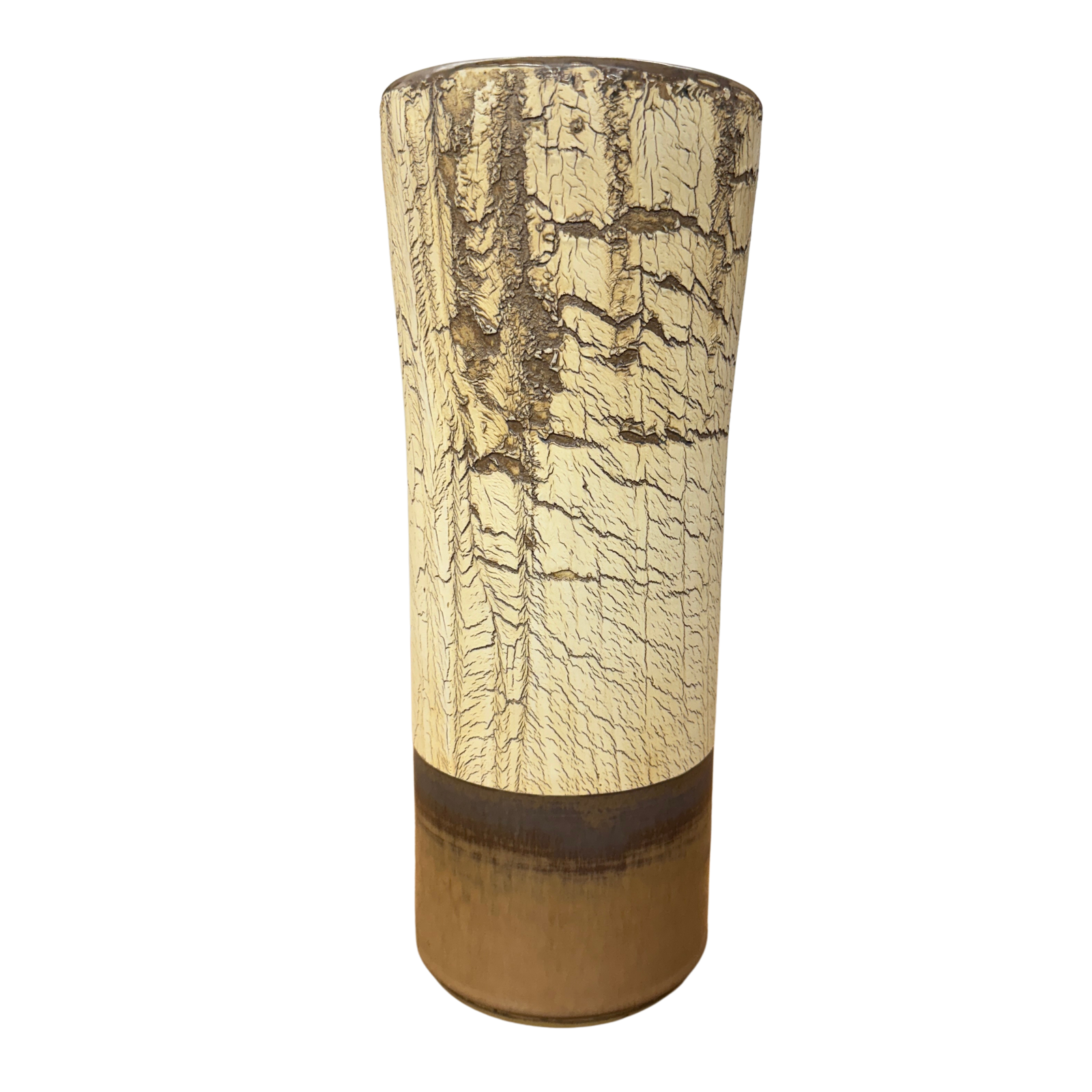 Textured Beige &amp; Brown Crackled Glaze Ceramic Vase - FEA Home