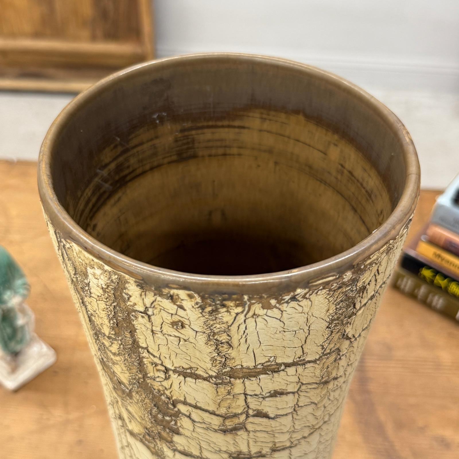 Textured Beige &amp; Brown Crackled Glaze Ceramic Vase - FEA Home