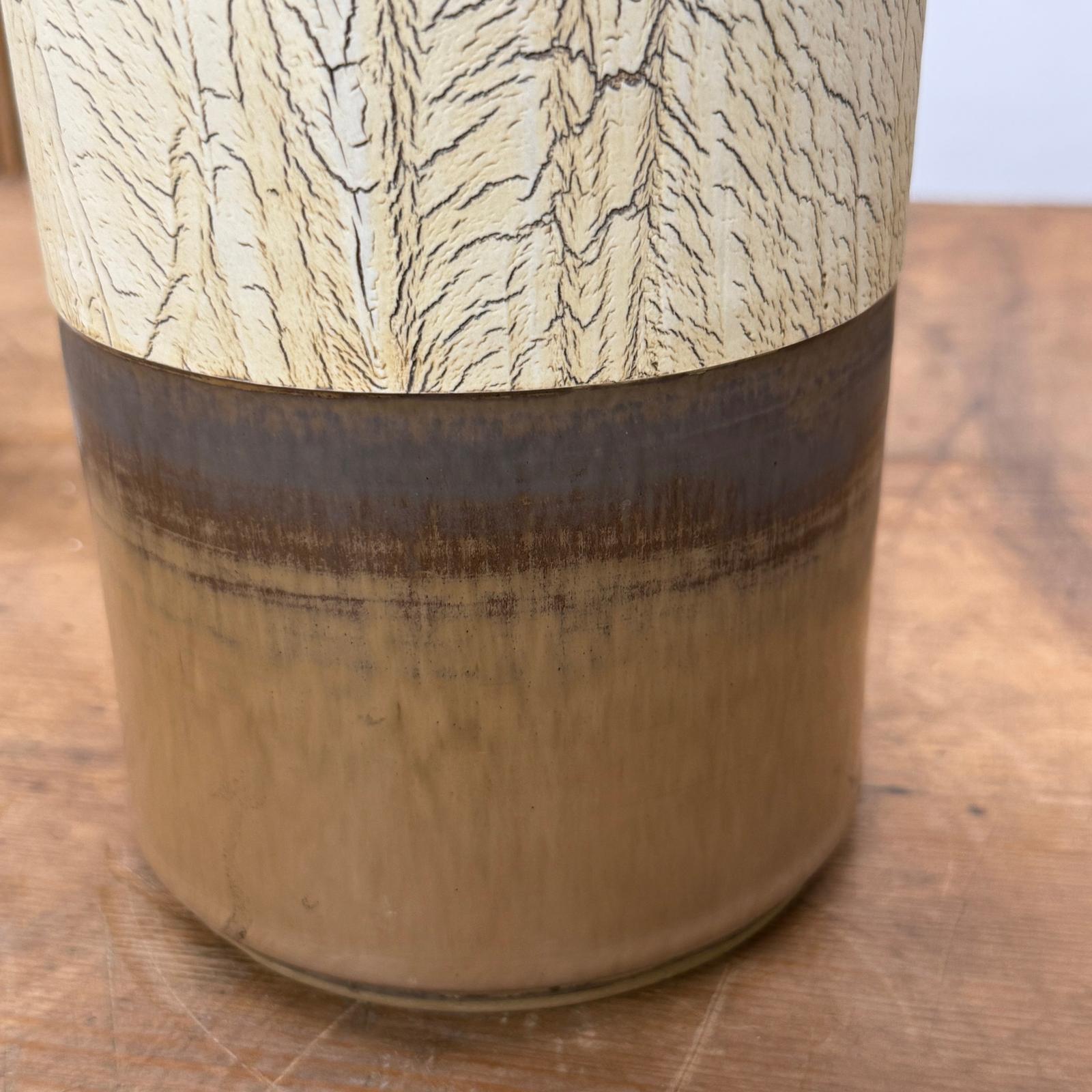 Textured Beige &amp; Brown Crackled Glaze Ceramic Vase - FEA Home