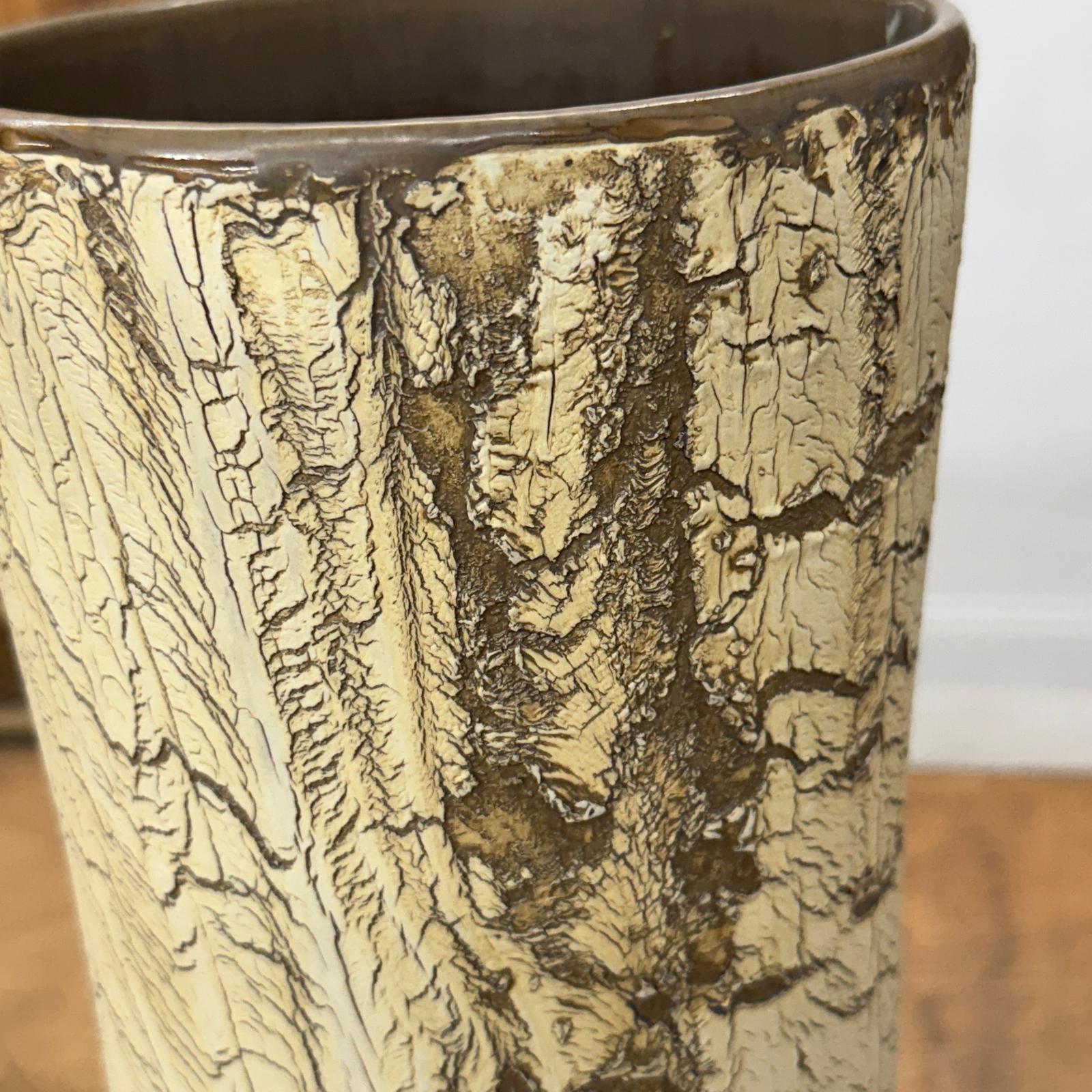 Textured Beige &amp; Brown Crackled Glaze Ceramic Vase - FEA Home