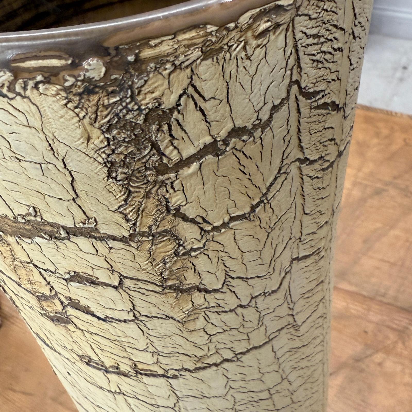 Textured Beige &amp; Brown Crackled Glaze Ceramic Vase - FEA Home
