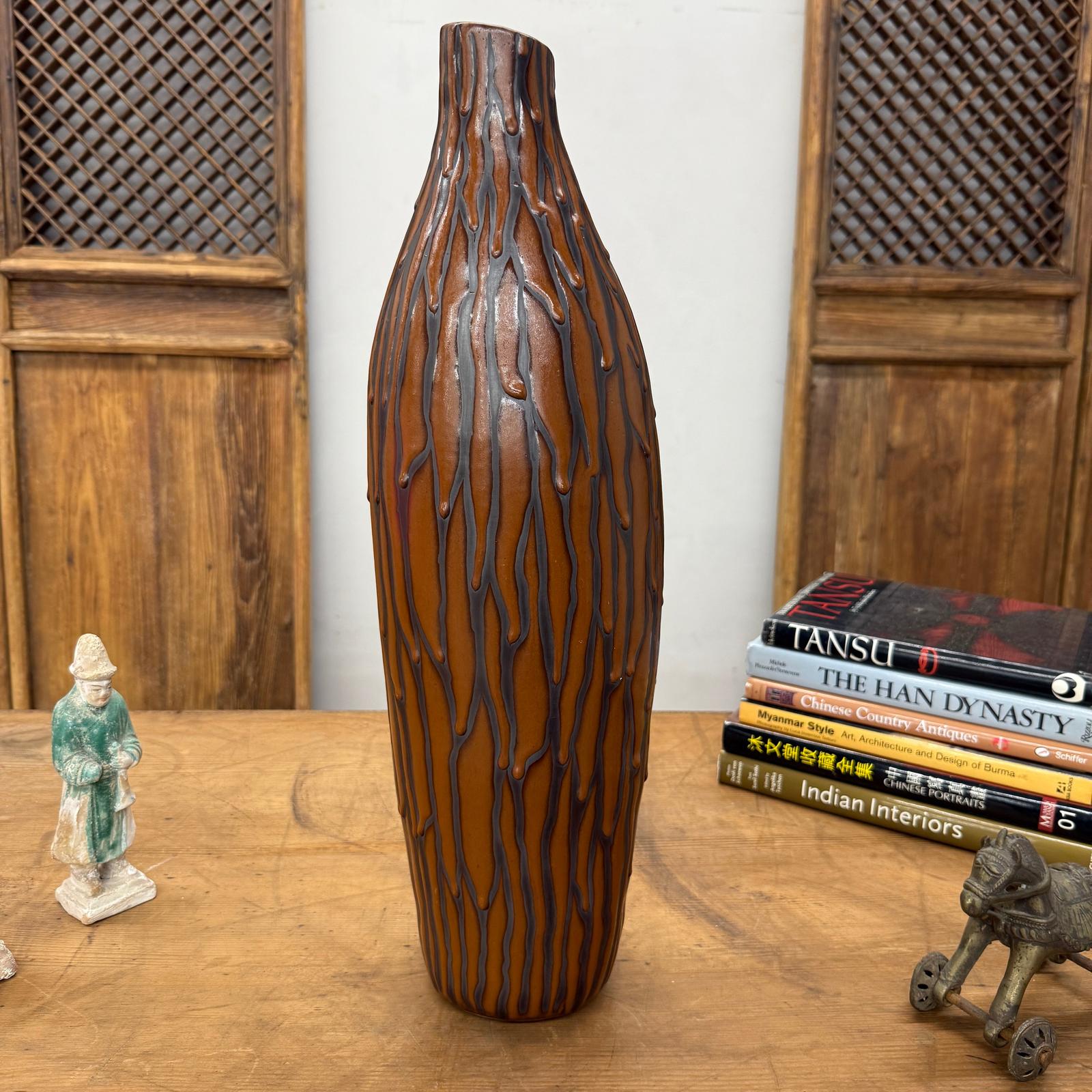 Textured Brown &amp; Black Drip Glaze Ceramic Vase, SKU , image 2