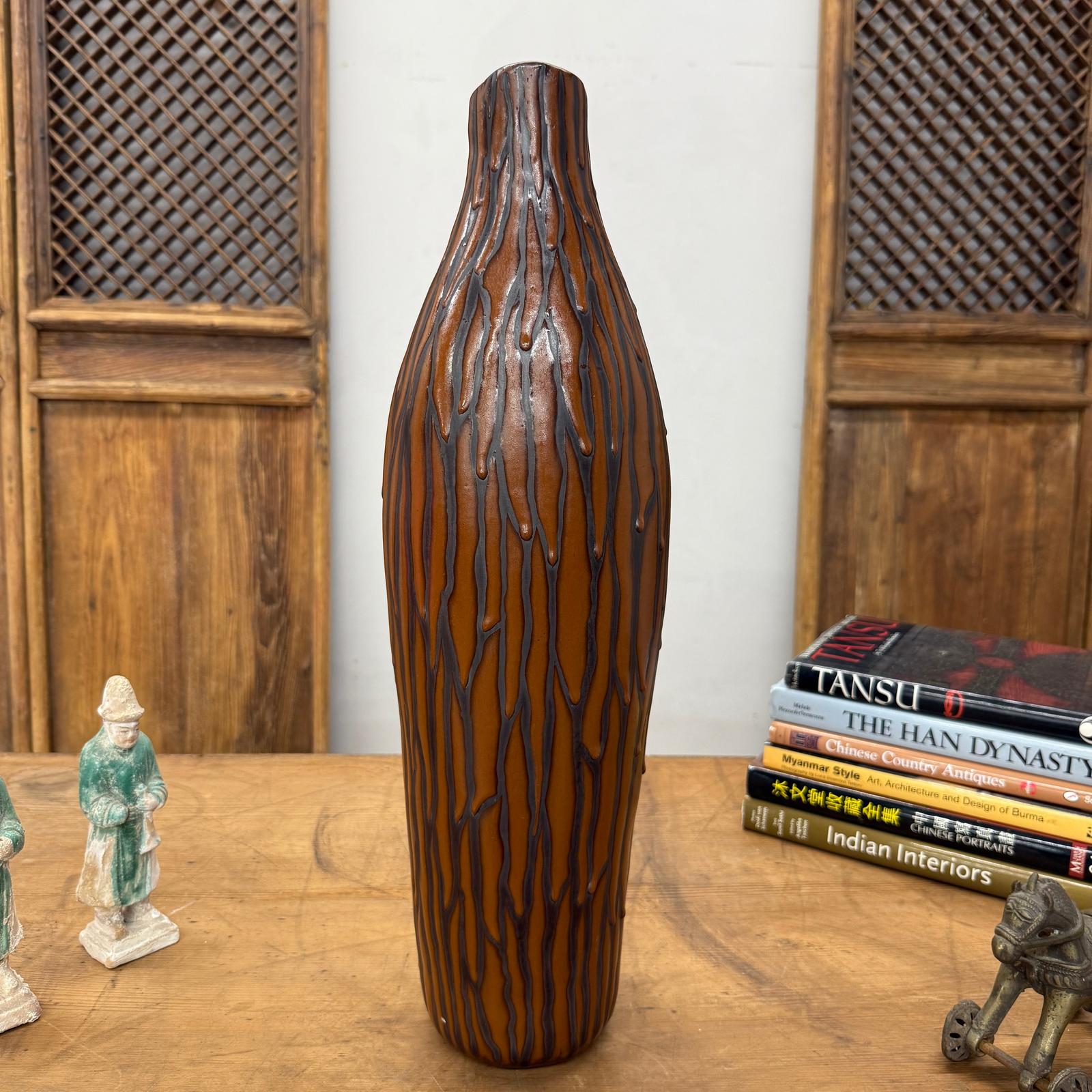 Textured Brown &amp; Black Drip Glaze Ceramic Vase, SKU , image 5