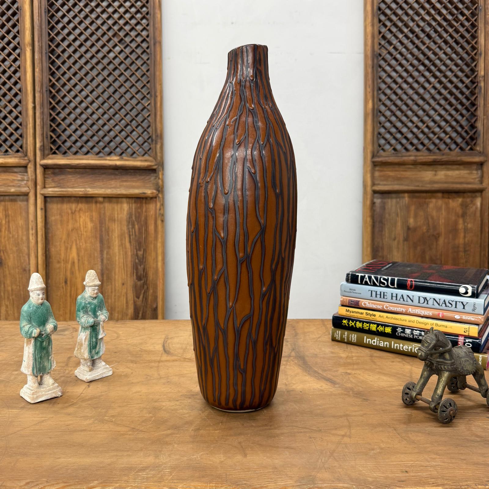 Textured Brown &amp; Black Drip Glaze Ceramic Vase, SKU , image 6