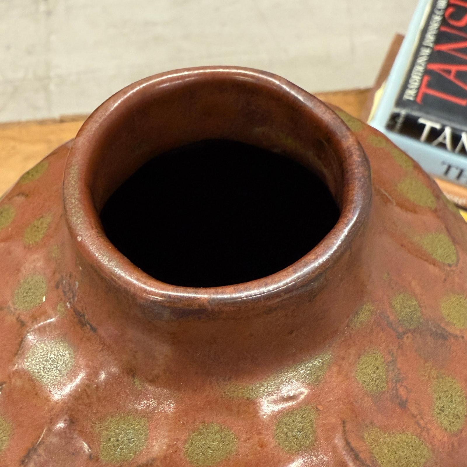 Textured Ceramic Vase in Orange-Brown &amp; Moss Green Finish, SKU , image 11