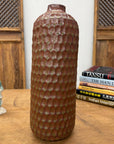 Textured Ceramic Vase in Orange-Brown & Moss Green Finish, SKU , image 3