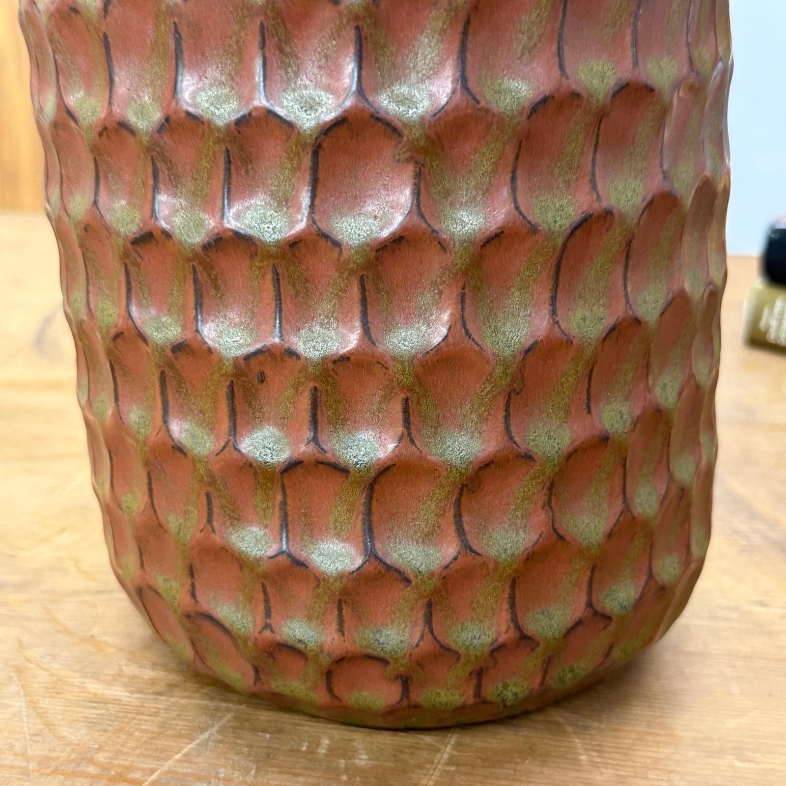 Textured Ceramic Vase in Orange-Brown &amp; Moss Green Finish, SKU , image 7