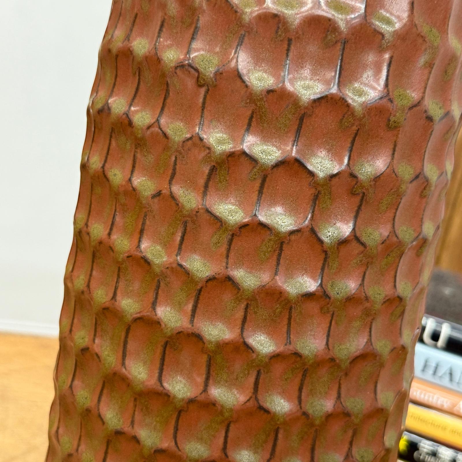 Textured Ceramic Vase in Orange-Brown &amp; Moss Green Finish, SKU , image 9