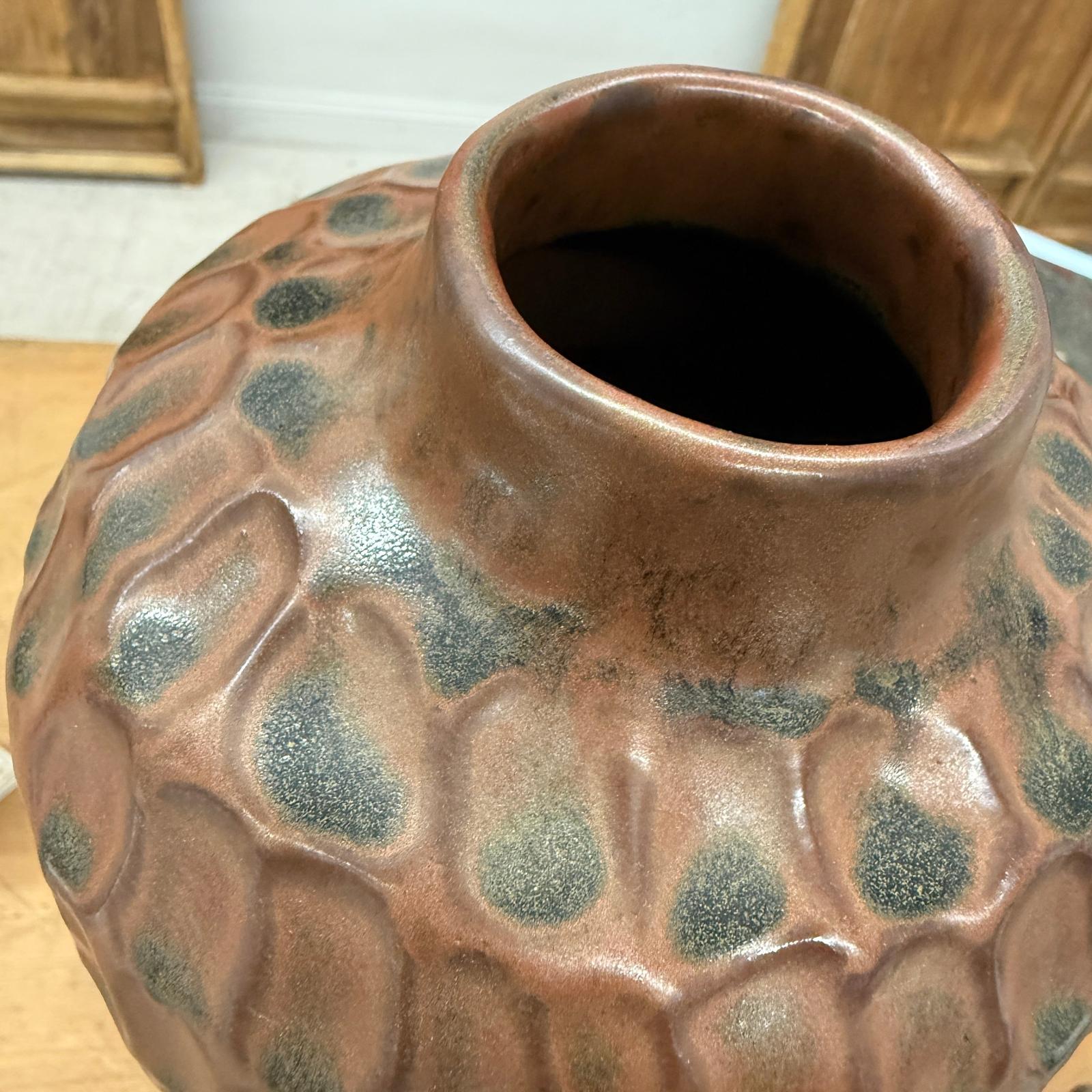 Textured Ceramic Vase in Reddish-Brown &amp; Black Finish - FEA Home