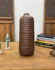 Textured Ceramic Vase in Reddish-Brown & Black Finish - FEA Home
