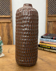 Textured Ceramic Vase in Reddish-Brown & Black Finish - FEA Home