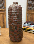 Textured Ceramic Vase in Reddish-Brown & Black Finish - FEA Home