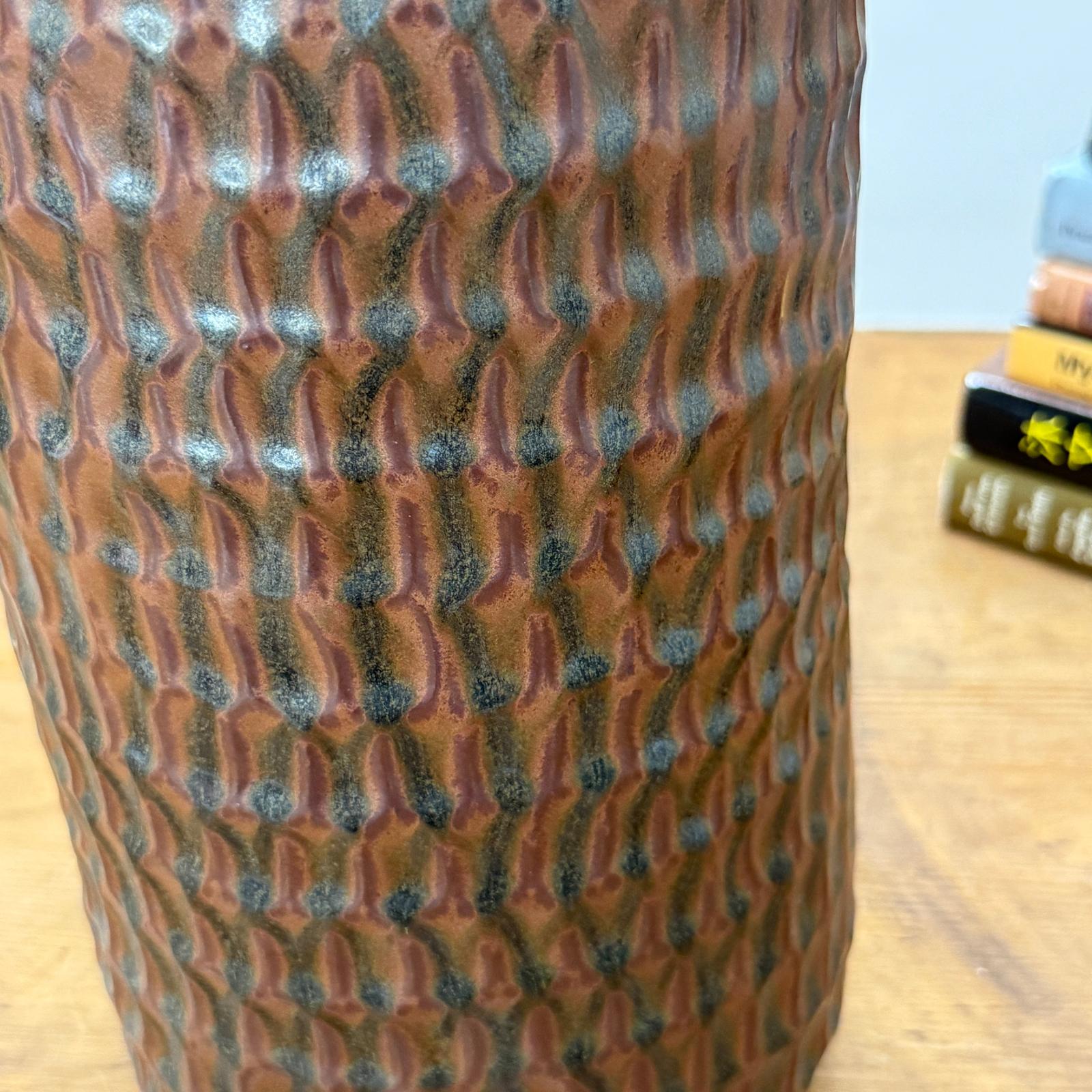 Textured Ceramic Vase in Reddish-Brown &amp; Black Finish - FEA Home