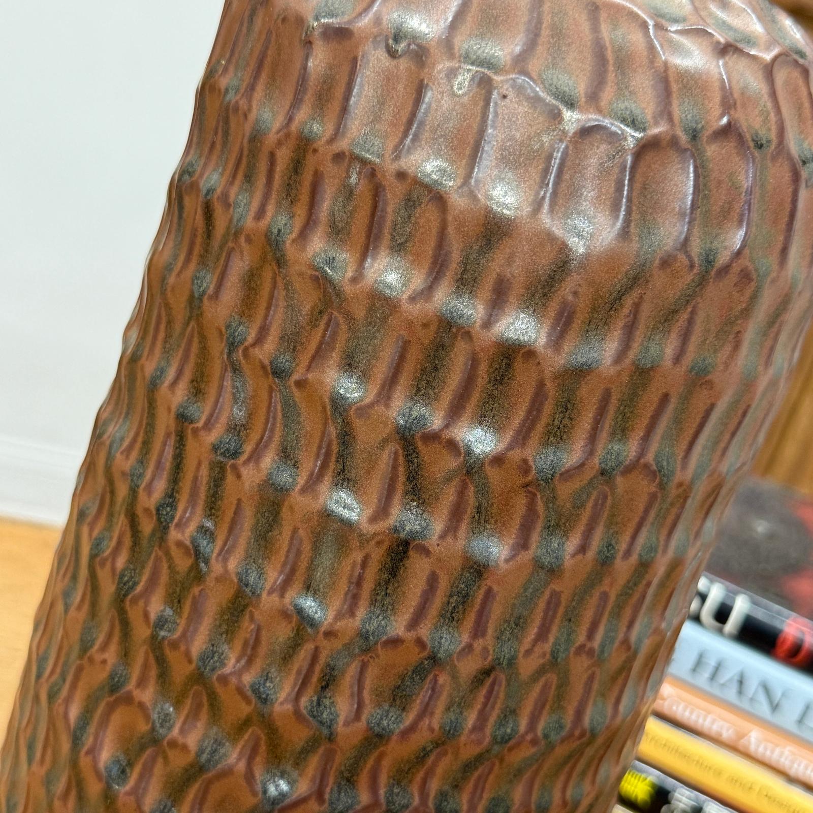 Textured Ceramic Vase in Reddish-Brown &amp; Black Finish - FEA Home