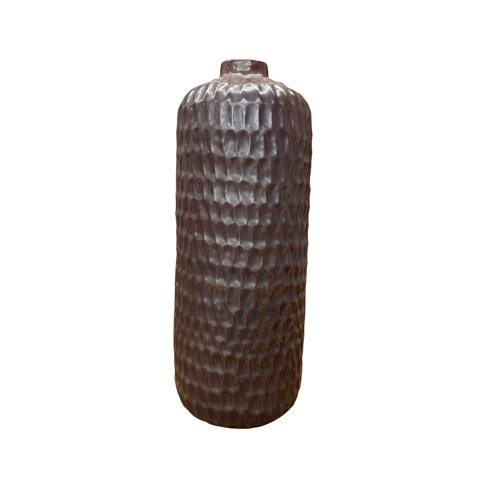 Textured Ceramic Vase in Reddish-Brown &amp; Olive Green Finish, SKU , image 1