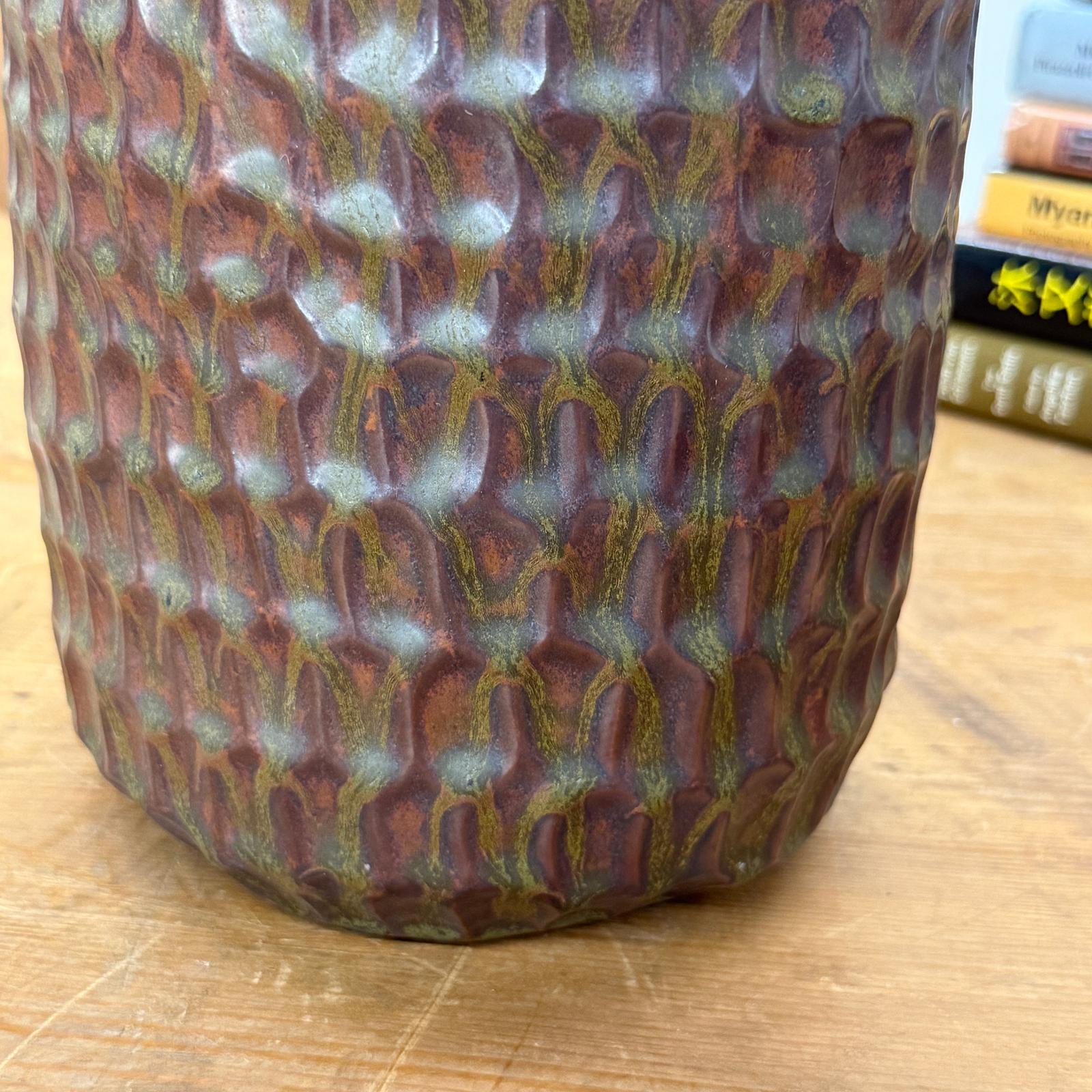 Textured Ceramic Vase in Reddish-Brown &amp; Olive Green Finish, SKU , image 7