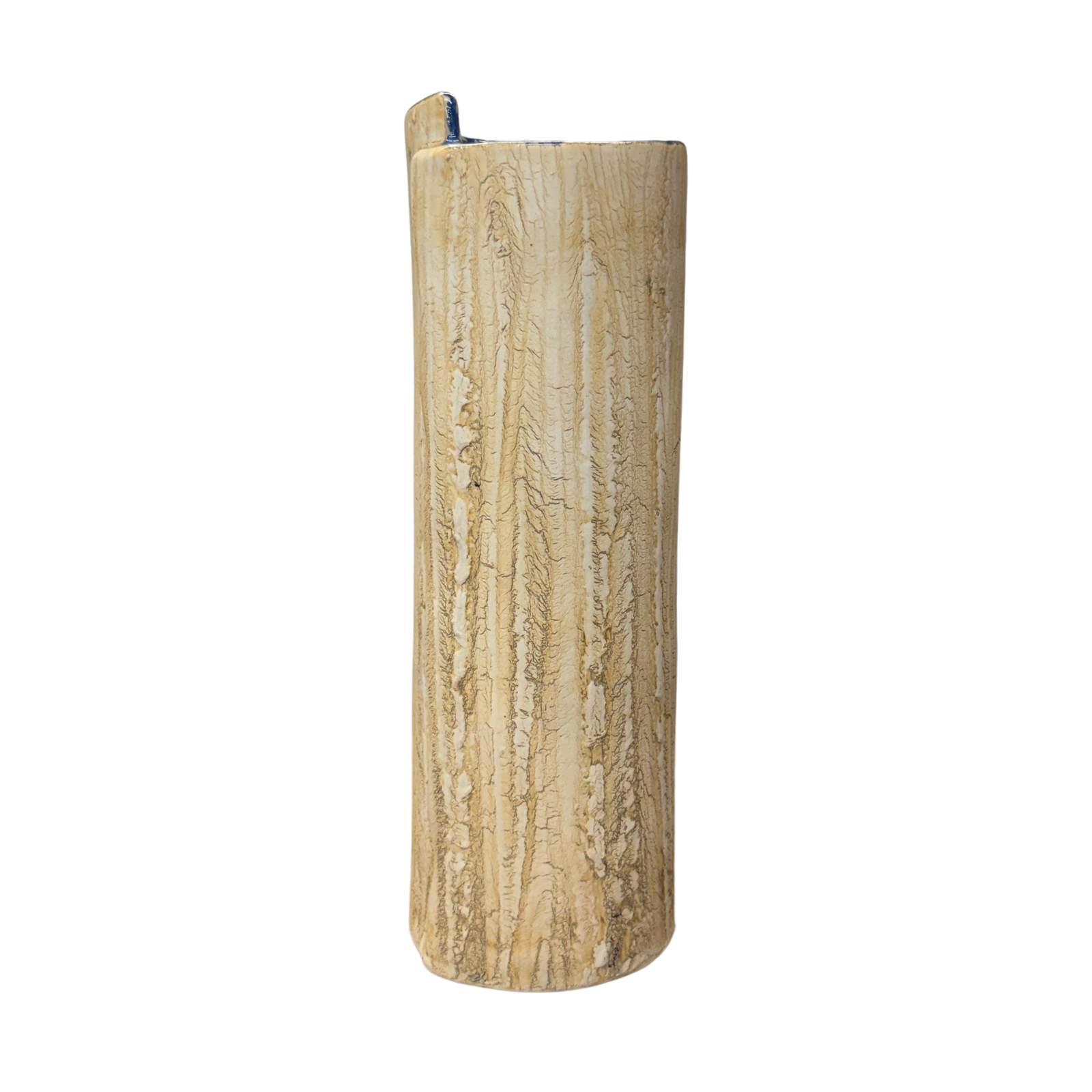 Textured Cream &amp; Ochre Prem Vase with Blue Color Inside - FEA Home