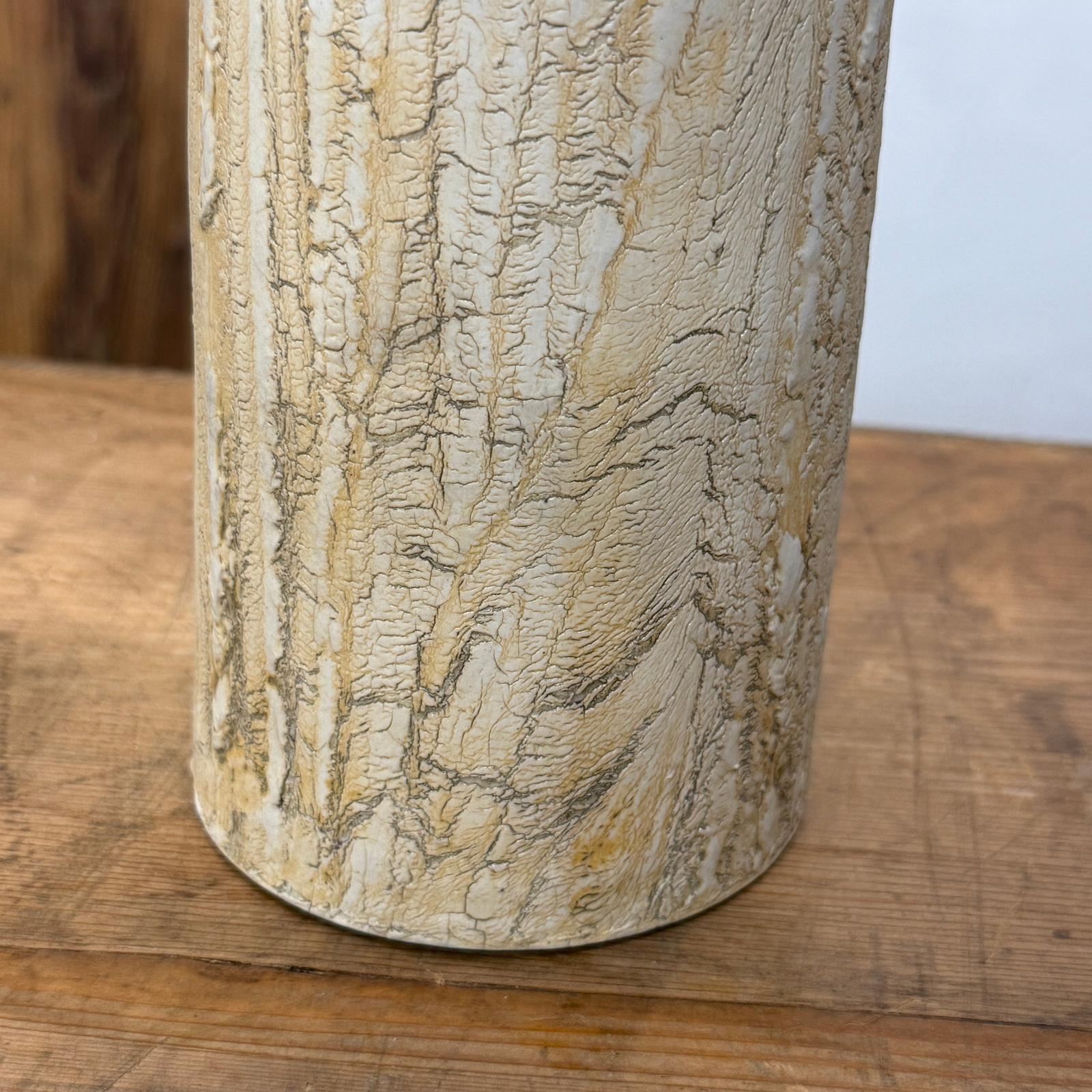 Textured Cream &amp; Ochre Prem Vase with Blue Color Inside - FEA Home