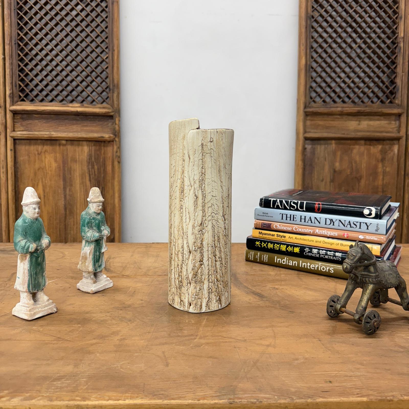 Textured Cylinder Cream &amp; Ochre Bark Style Prem Vase, SKU , image 2