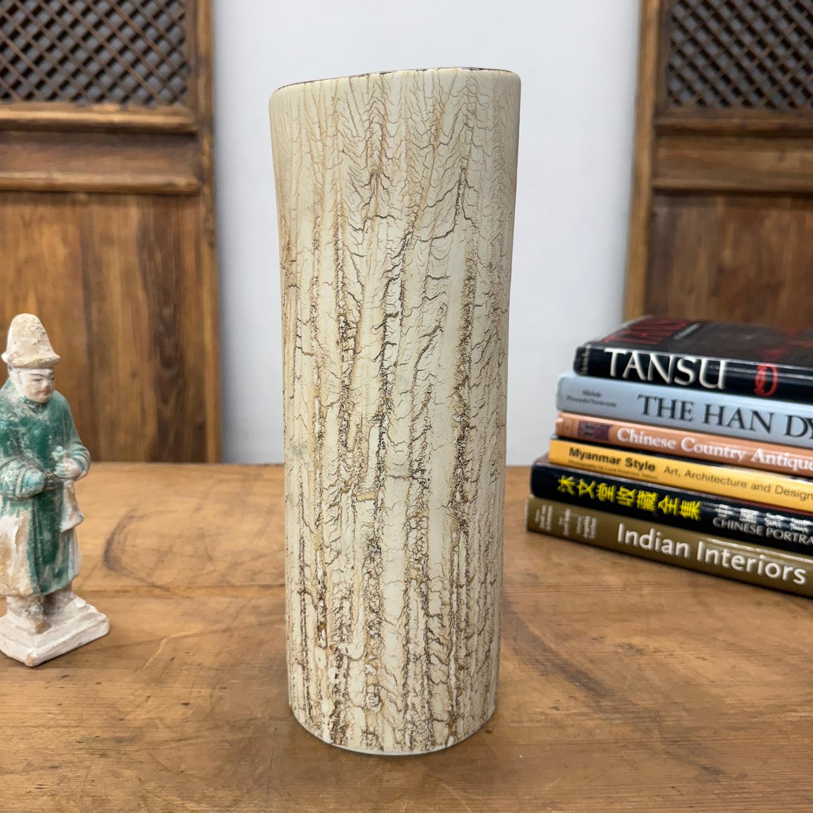 Textured Cylinder Cream &amp; Ochre Bark Style Prem Vase, SKU , image 5