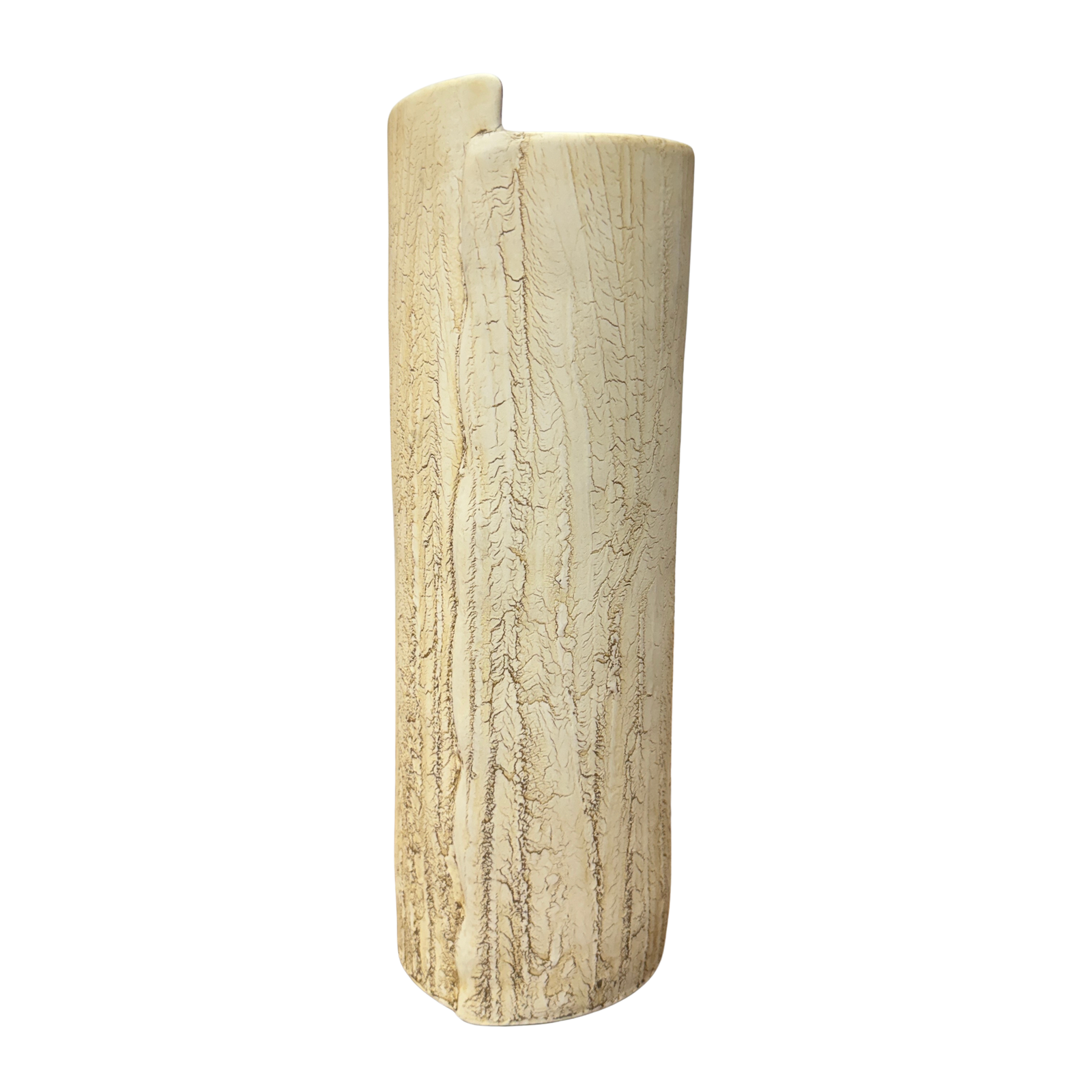 Textured Cylinder Cream &amp; Ochre Prem Vase with Bark Design, SKU , image 1