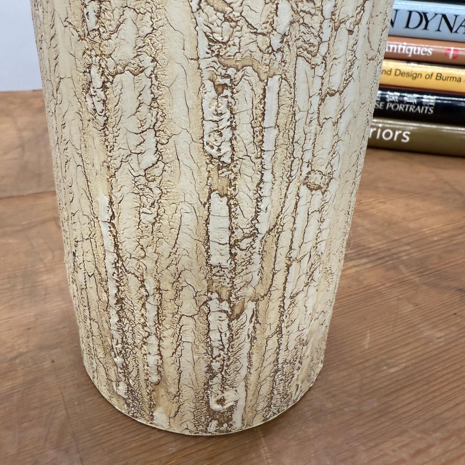 Textured Cylinder Cream &amp; Ochre Prem Vase with Bark Design, SKU , image 7