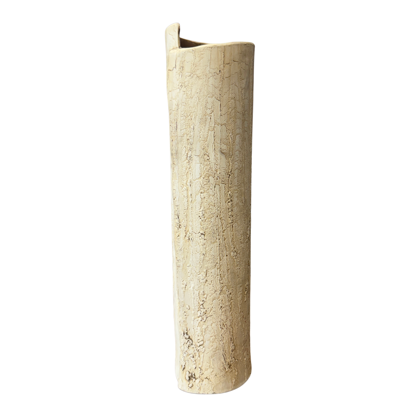 Textured Cylinder Shaped Cream &amp; Ochre Prem Vase - FEA Home