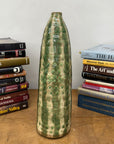 Textured Green & Cream Ceramic Vase with Star Design - FEA Home