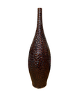 Textured Reddish Brown & Black Glazed Ceramic Vase - FEA Home