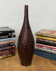 Textured Reddish Brown & Black Glazed Ceramic Vase - FEA Home