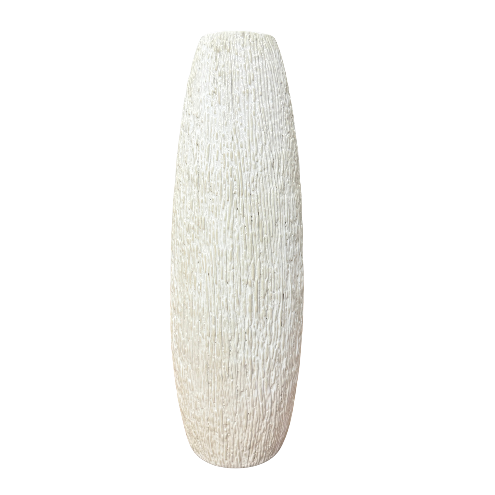 Textured White Bark Styled Ceramic Vase with Round Opening, SKU , image 1